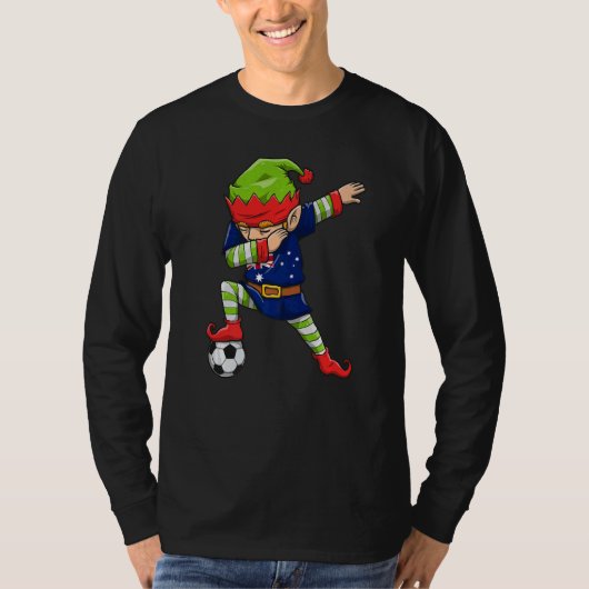 Soccer Boy Dabbing Elf Squad Christmas Australia F T-shirt (Voorkant)