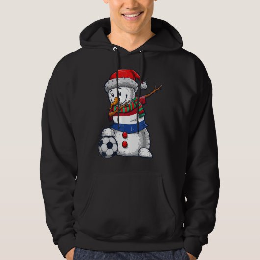 Soccer Boy Dabbing Snowman Christmas Netherlands F Hoodie (Voorkant)