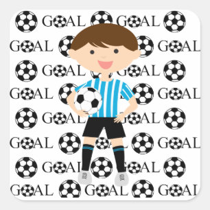 Soccer Boy Goal 1 Vierkante Sticker