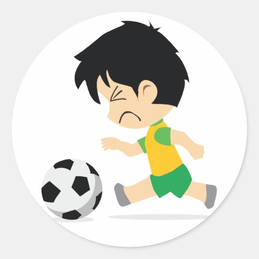 Soccer Boy Ronde Sticker (Voorkant)