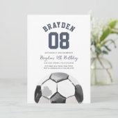 Soccer Boy Sports Birthday Invitation Kaart (Staand voorkant)