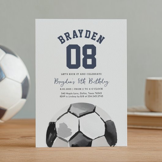 Soccer Boy Sports Birthday Invitation Kaart