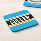 SOCCER Bright Sky Blauw Geel Zwart Racing Stripes Bier Onderzetter (Linkerzijde)