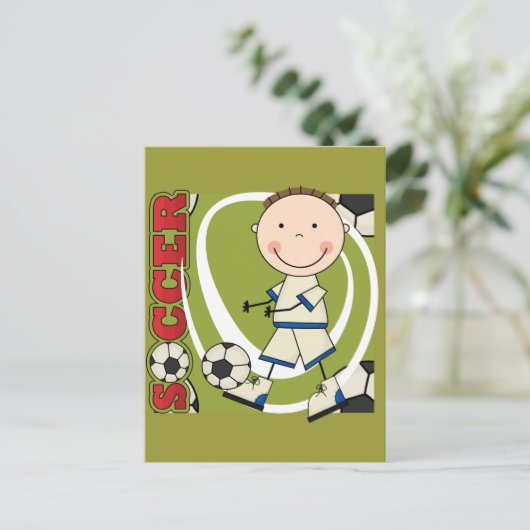 SOCCER - Brunette Boy tshirts and Gifts Briefkaart (Staand voorkant)