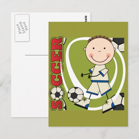 SOCCER - Brunette Boy tshirts and Gifts Briefkaart (Voorkant / Achterkant)