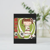Soccer Brunette Girl T-shirts en cadeautjes Briefkaart (Staand voorkant)