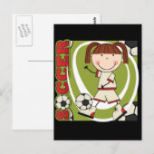 Soccer Brunette Girl T-shirts en cadeautjes Briefkaart (Voorkant / Achterkant)