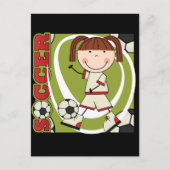 Soccer Brunette Girl T-shirts en cadeautjes Briefkaart (Voorkant)