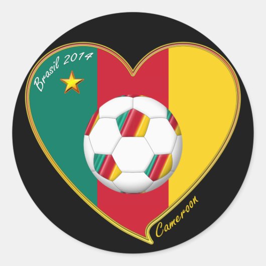 Soccer "CAMEROON" FOOTBALL Team, Fútbol de Camerún Ronde Sticker (Voorkant)