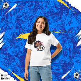 Soccer cartoon brunette man face in love t-shirt