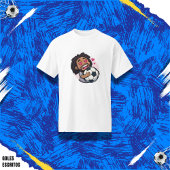Soccer cartoon brunette man face in love t-shirt