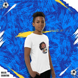 Soccer cartoon brunette man face in love t-shirt