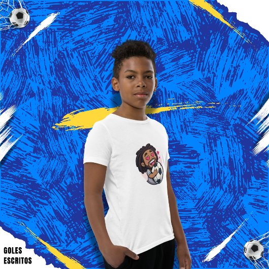 Soccer cartoon brunette man face in love t-shirt