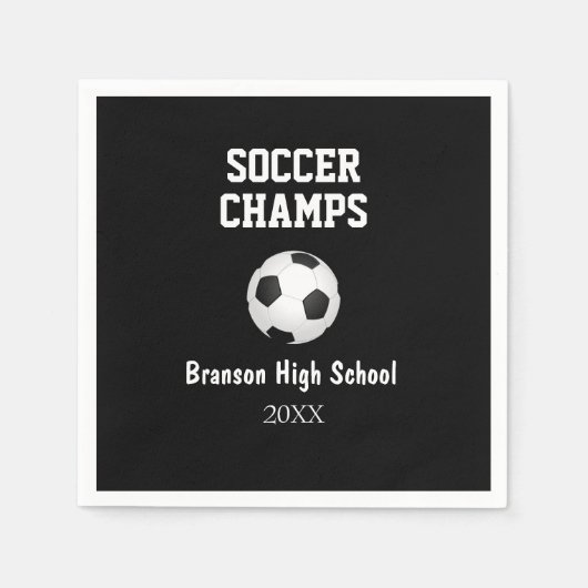 Soccer Champs Ball Personalized Party Napkins Servet (Voorkant)