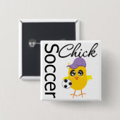 Soccer Chick v2 Vierkante Button 5,1 Cm (Voorkant /achterkant)
