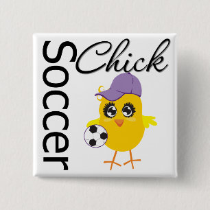 Soccer Chick v2 Vierkante Button 5,1 Cm