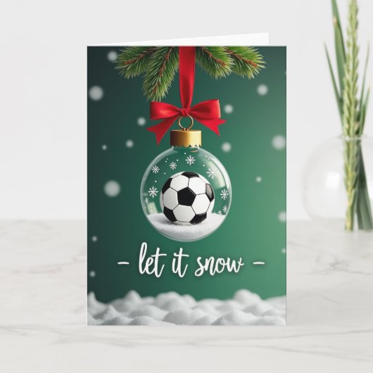 Soccer Christmas Snow Globe Kaart (Voorkant)