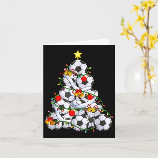 Soccer Christmas Tree Ball Santa Hat Funny Xmas So Kaart (Gele Bloem)