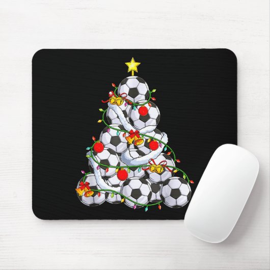 Soccer Christmas Tree Ball Santa Hat Funny Xmas So Muismat (Met muis)
