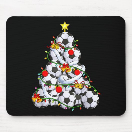 Soccer Christmas Tree Ball Santa Hat Funny Xmas So Muismat (Voorkant)