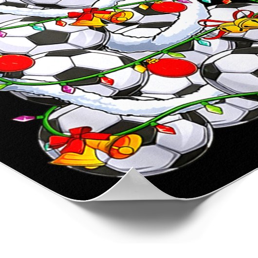 Soccer Christmas Tree Ball Santa Hat Funny Xmas So Poster (Hoek)
