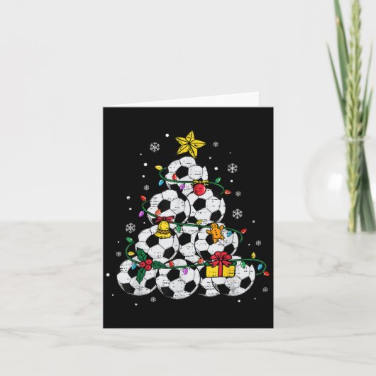 Soccer Christmas Tree Pet Santa Xmas Srt Mannen Jo Kaart (Voorkant)