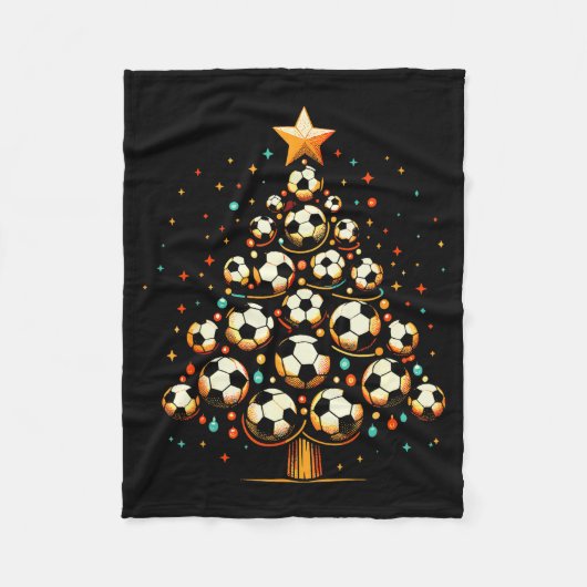 Soccer Christmas Tree Santa Xmas Girls Boys Men Ki Fleece Deken (Voorkant)