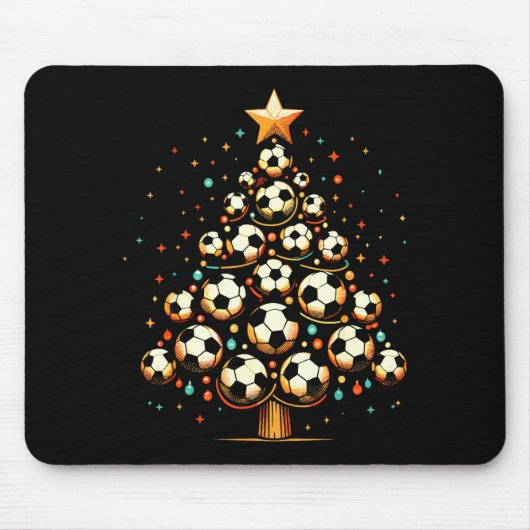 Soccer Christmas Tree Santa Xmas Girls Boys Men Ki Muismat (Voorkant)
