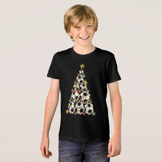 Soccer Christmas Tree Tri-Blend Shirt (Voorkant volledig)