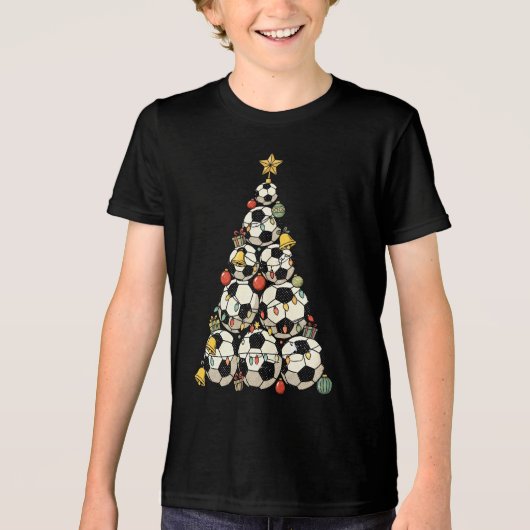 Soccer Christmas Tree Tri-Blend Shirt (Voorkant)