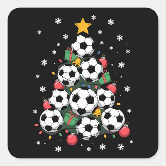 Soccer Christmas Tree Xmas Player Sports Lover Vierkante Sticker (Voorkant)