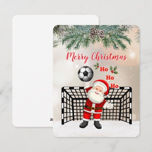 Soccer Christmas Wenskaart Santa Soccer Feestdagenkaart (Voorkant / Achterkant)
