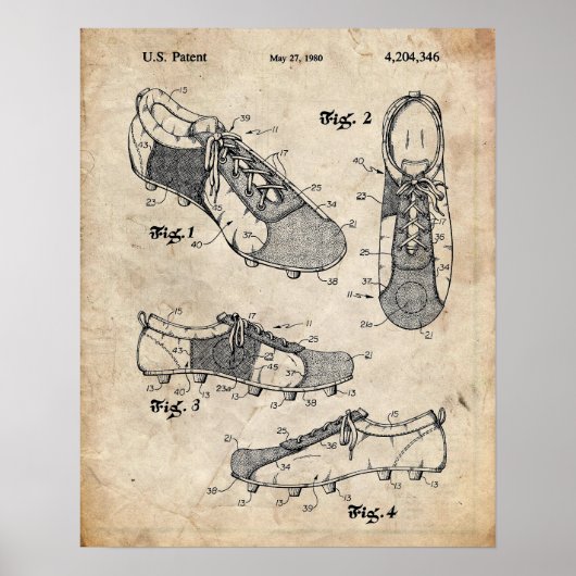 Soccer Cleats Patent Poster (Voorkant)