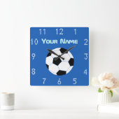 Soccer Clock: Navy Soccer Vierkante Klok (Huis)