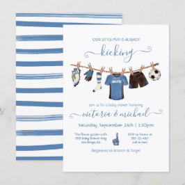 Soccer Clothesline Baby shower Invitation Kaart