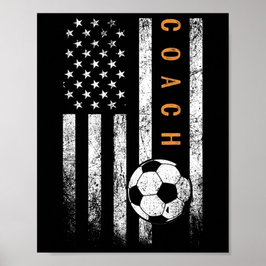 Soccer Coach American Flag Design Soccer Trainer C Poster (Voorkant)