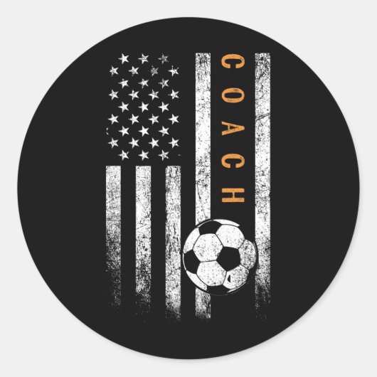 Soccer Coach American Flag Design Soccer Trainer C Ronde Sticker (Voorkant)