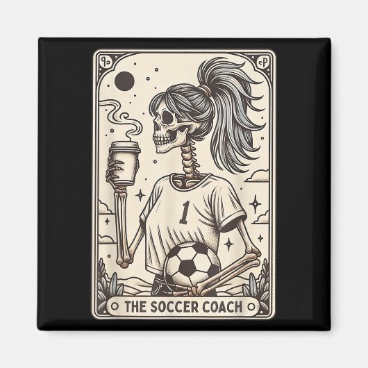Soccer Coach Tarot Card Halloween Skeleton Soccer  Magneet (Voorkant)