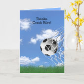 Soccer Coach thank you with ball in net Kaart (Gele Bloem)