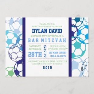 SOCCER COLORED Bar Mitzvah Invitation Kaart