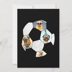 Soccer Cool Dog Pug Life Pug Birthday Cute Pug Bedankkaart