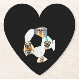 Soccer Cool Dog Pug Life Pug Birthday Cute Pug Kartonnen Onderzetters