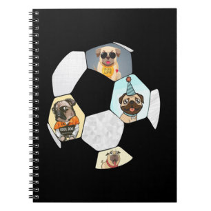 Soccer Cool Dog Pug Life Pug Birthday Cute Pug Notitieboek