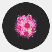 Soccer Coquette Bow Breast Cancer Awareness Nk Rib Ronde Sticker (Voorkant)