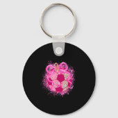 Soccer Coquette Bow Breast Cancer Awareness Nk Rib Sleutelhanger (Voorkant)