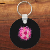 Soccer Coquette Bow Breast Cancer Awareness Nk Rib Sleutelhanger (Voorkant)