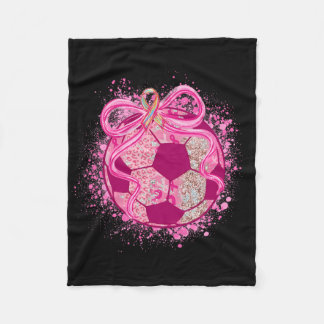 Soccer Coquette Bow Breast Cancer Awareness Pink R Fleece Deken