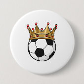 Soccer Crown King Ronde Button 7,6 Cm (Voorkant)