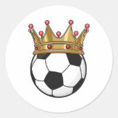 Soccer Crown King Ronde Sticker (Voorkant)