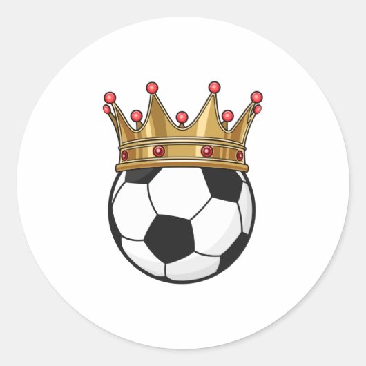 Soccer Crown King Ronde Sticker (Voorkant)